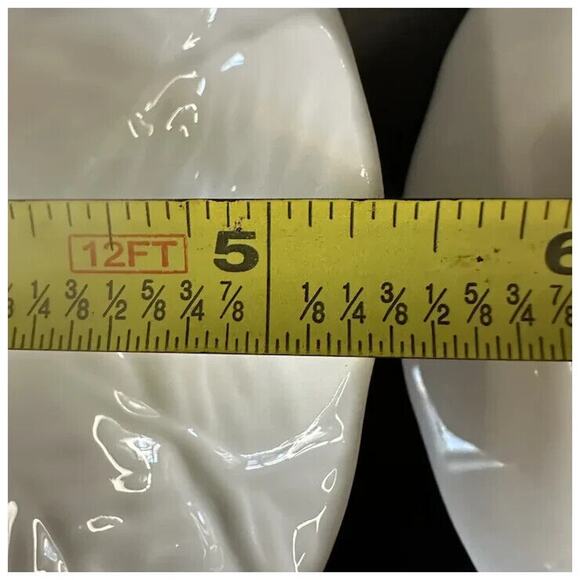 WEDGWOOD Countryware Flat Cup &Saucer Set of 2 All White Embossed Leaves No Trim - Picture 8 of 13